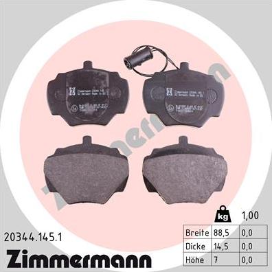 Zimmermann 20344.145.1 - Kit de plaquettes de frein, frein à disque cwaw.fr