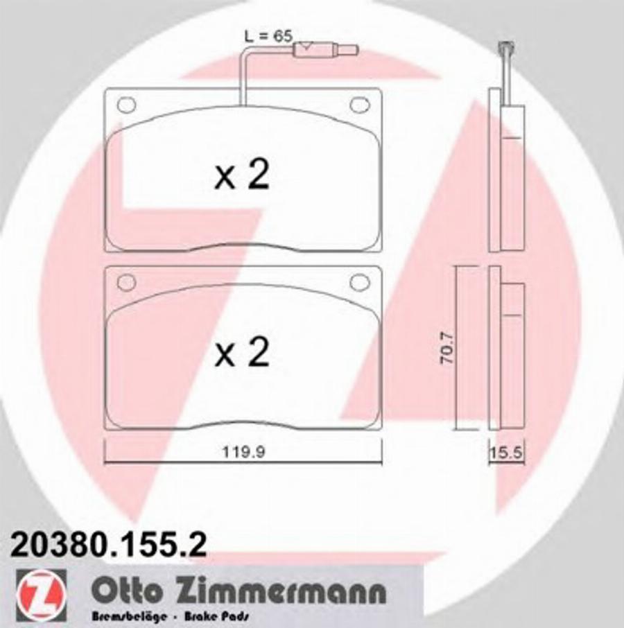 Zimmermann 203801552 - Kit de plaquettes de frein, frein à disque cwaw.fr