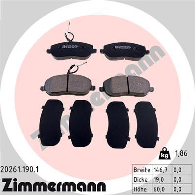 Zimmermann 20261.190.1 - Kit de plaquettes de frein, frein à disque cwaw.fr