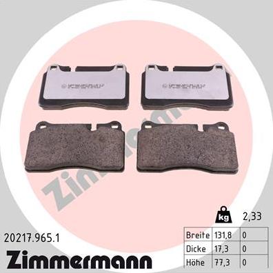 Zimmermann 20217.965.1 - Kit de plaquettes de frein, frein à disque cwaw.fr