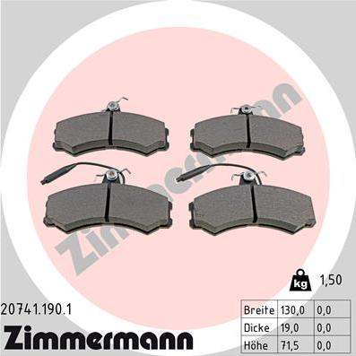 Zimmermann 20741.190.1 - Kit de plaquettes de frein, frein à disque cwaw.fr