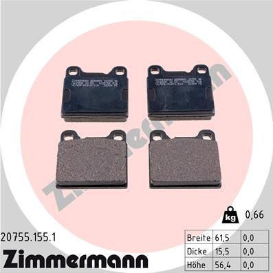 Zimmermann 20755.155.1 - Kit de plaquettes de frein, frein à disque cwaw.fr