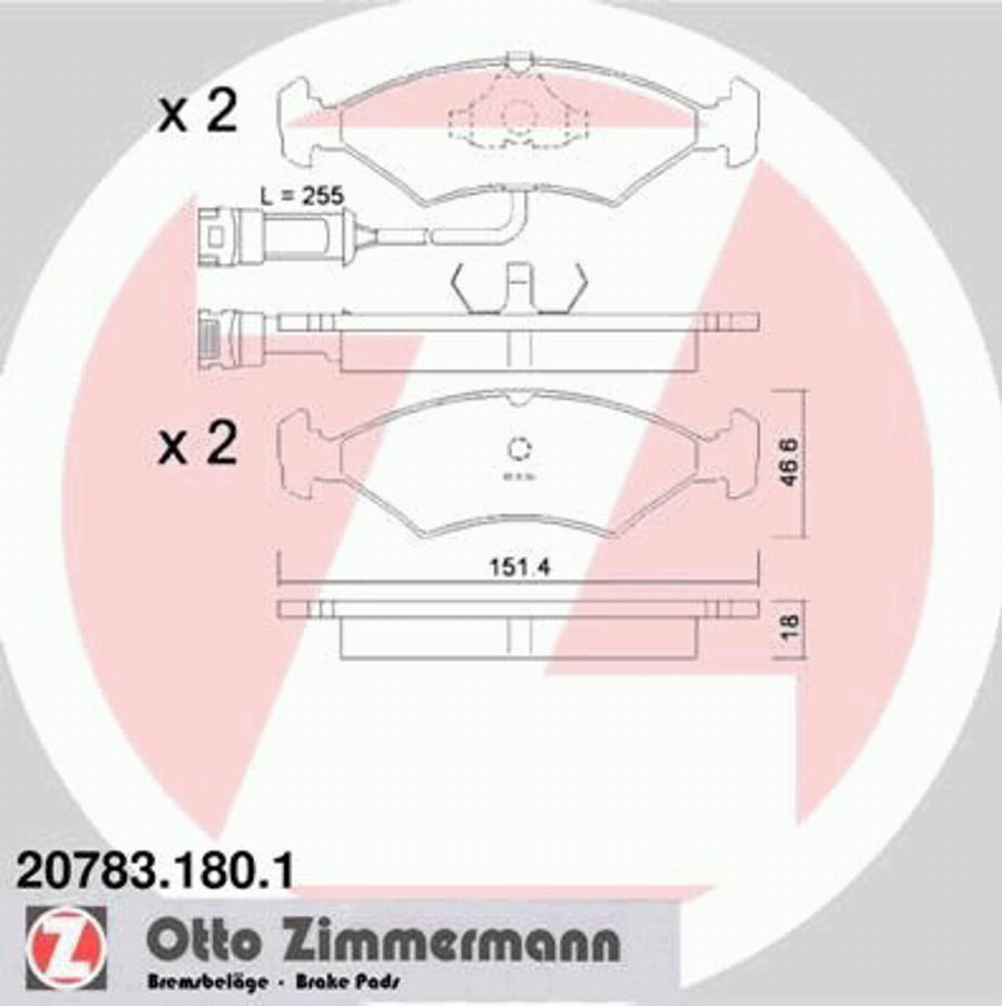 Zimmermann 207831801 - Kit de plaquettes de frein, frein à disque cwaw.fr