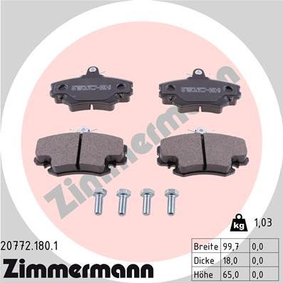 Zimmermann 20772.180.1 - Kit de plaquettes de frein, frein à disque cwaw.fr