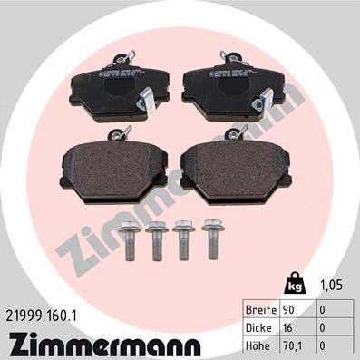 Zimmermann 21999.160.1 - Kit de plaquettes de frein, frein à disque cwaw.fr