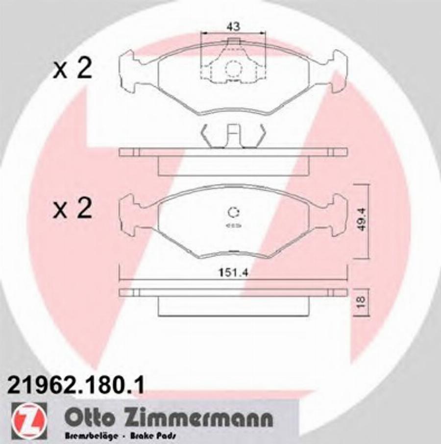 Zimmermann 219621801 - Kit de plaquettes de frein, frein à disque cwaw.fr