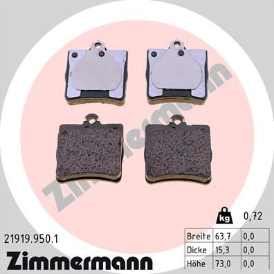 Zimmermann 21919.950.1 - Kit de plaquettes de frein, frein à disque cwaw.fr