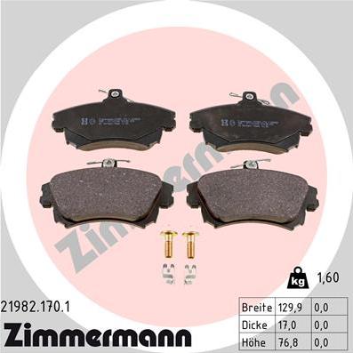 Zimmermann 21982.170.1 - Kit de plaquettes de frein, frein à disque cwaw.fr