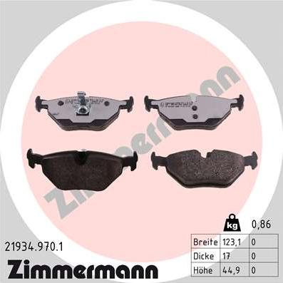 Zimmermann 21934.970.1 - Kit de plaquettes de frein, frein à disque cwaw.fr