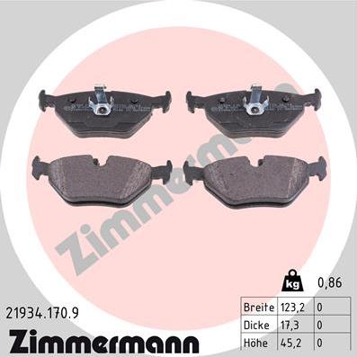 Zimmermann 21934.170.9 - Kit de plaquettes de frein, frein à disque cwaw.fr