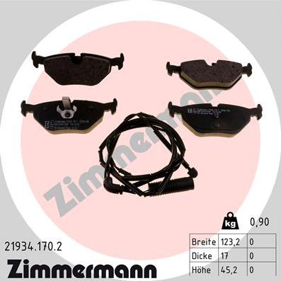 Zimmermann 21934.170.2 - Kit de plaquettes de frein, frein à disque cwaw.fr