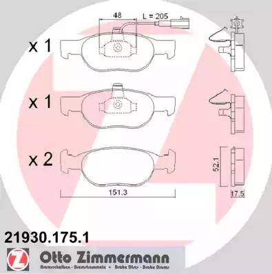 Zimmermann 21930.175.1 - Kit de plaquettes de frein, frein à disque cwaw.fr