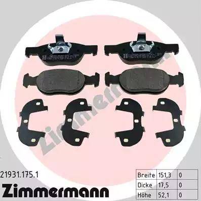 Zimmermann 21931.175.1 - Kit de plaquettes de frein, frein à disque cwaw.fr