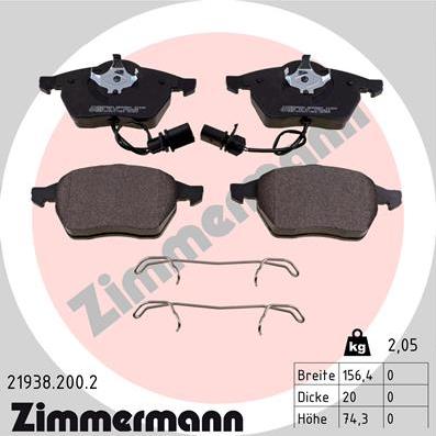 Zimmermann 21938.200.2 - Kit de plaquettes de frein, frein à disque cwaw.fr