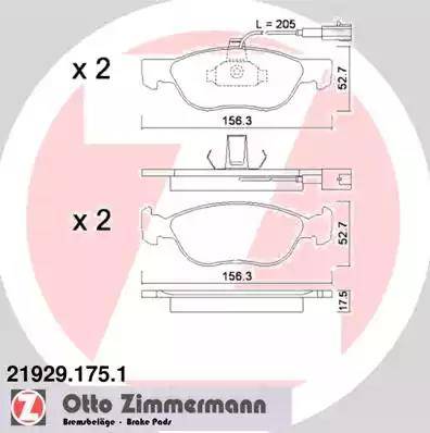 Zimmermann 21929.175.1 - Kit de plaquettes de frein, frein à disque cwaw.fr