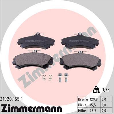 Zimmermann 21920.155.1 - Kit de plaquettes de frein, frein à disque cwaw.fr