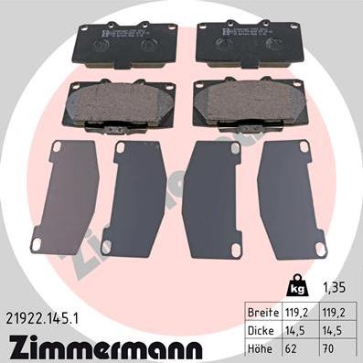 Zimmermann 21922.145.1 - Kit de plaquettes de frein, frein à disque cwaw.fr