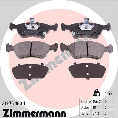 Zimmermann 21975.180.1 - Kit de plaquettes de frein, frein à disque cwaw.fr