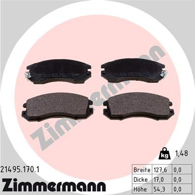 Zimmermann 21495.170.1 - Kit de plaquettes de frein, frein à disque cwaw.fr