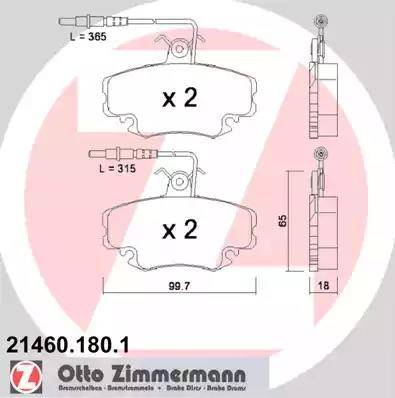 Zimmermann 21460.180.1 - Kit de plaquettes de frein, frein à disque cwaw.fr