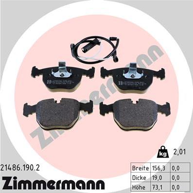 Zimmermann 21486.190.2 - Kit de plaquettes de frein, frein à disque cwaw.fr