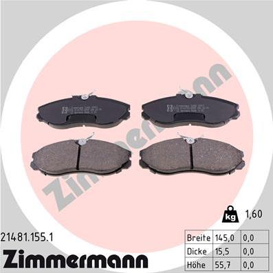 Zimmermann 21481.155.1 - Kit de plaquettes de frein, frein à disque cwaw.fr