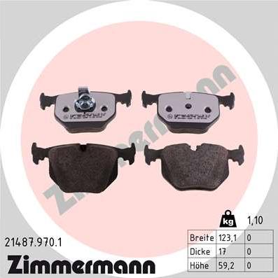 Zimmermann 21487.970.1 - Kit de plaquettes de frein, frein à disque cwaw.fr