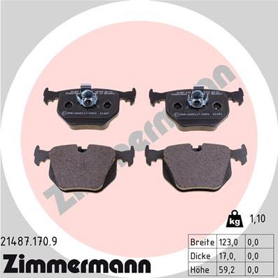 Zimmermann 21487.170.9 - Kit de plaquettes de frein, frein à disque cwaw.fr