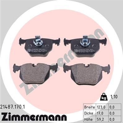 Zimmermann 21487.170.1 - Kit de plaquettes de frein, frein à disque cwaw.fr