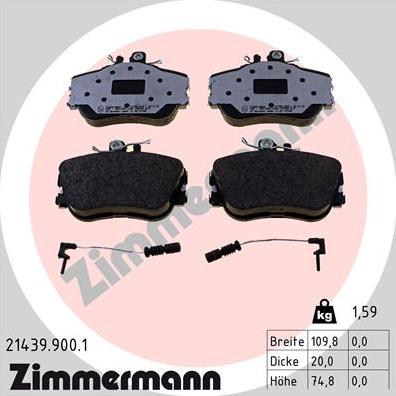 Zimmermann 21439.900.1 - Kit de plaquettes de frein, frein à disque cwaw.fr