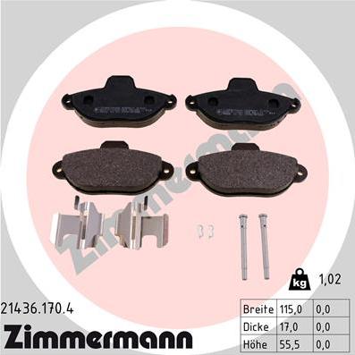 Zimmermann 21436.170.4 - Kit de plaquettes de frein, frein à disque cwaw.fr