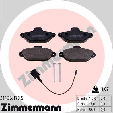 Zimmermann 21436.170.5 - Kit de plaquettes de frein, frein à disque cwaw.fr