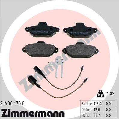 Zimmermann 21436.170.6 - Kit de plaquettes de frein, frein à disque cwaw.fr