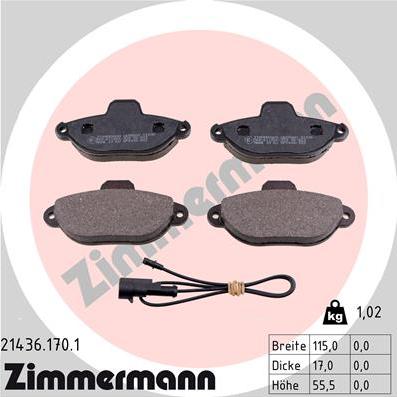 Zimmermann 21436.170.1 - Kit de plaquettes de frein, frein à disque cwaw.fr