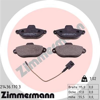 Zimmermann 21436.170.3 - Kit de plaquettes de frein, frein à disque cwaw.fr