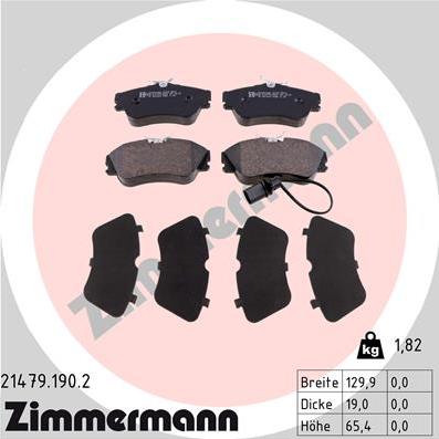 Zimmermann 21479.190.2 - Kit de plaquettes de frein, frein à disque cwaw.fr