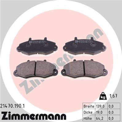 Zimmermann 21470.190.1 - Kit de plaquettes de frein, frein à disque cwaw.fr