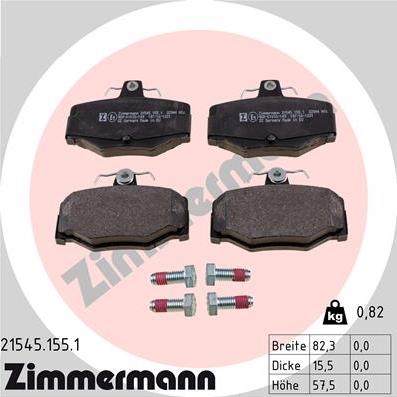 Zimmermann 21545.155.1 - Kit de plaquettes de frein, frein à disque cwaw.fr