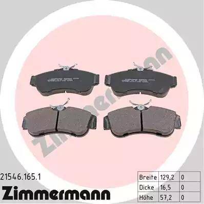 Zimmermann 21546.165.1 - Kit de plaquettes de frein, frein à disque cwaw.fr