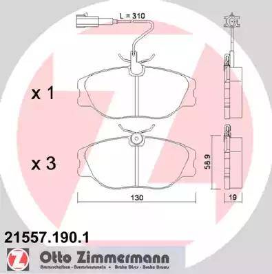 Zimmermann 21557.190.1 - Kit de plaquettes de frein, frein à disque cwaw.fr