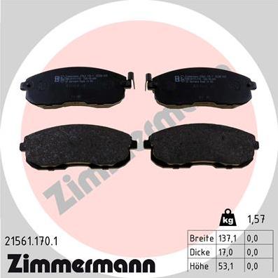 Zimmermann 21561.170.1 - Kit de plaquettes de frein, frein à disque cwaw.fr