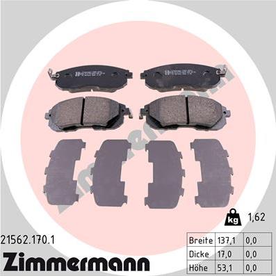 Zimmermann 21562.170.1 - Kit de plaquettes de frein, frein à disque cwaw.fr