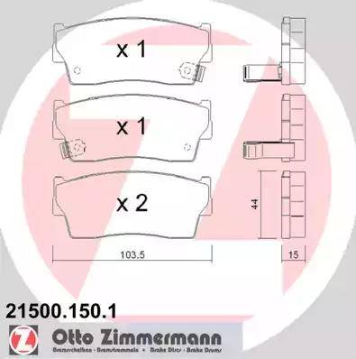 Zimmermann 21500.150.1 - Kit de plaquettes de frein, frein à disque cwaw.fr