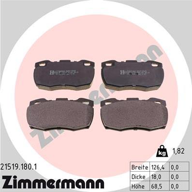 Zimmermann 21519.180.1 - Kit de plaquettes de frein, frein à disque cwaw.fr