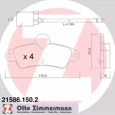 Zimmermann 21586.150.2 - Kit de plaquettes de frein, frein à disque cwaw.fr