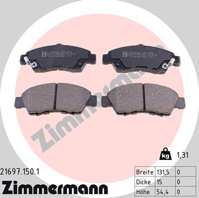 Zimmermann 21697.150.1 - Kit de plaquettes de frein, frein à disque cwaw.fr