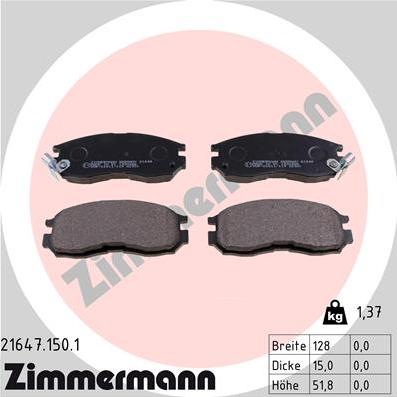 Zimmermann 21647.150.1 - Kit de plaquettes de frein, frein à disque cwaw.fr