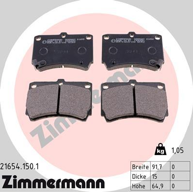 Zimmermann 21654.150.1 - Kit de plaquettes de frein, frein à disque cwaw.fr