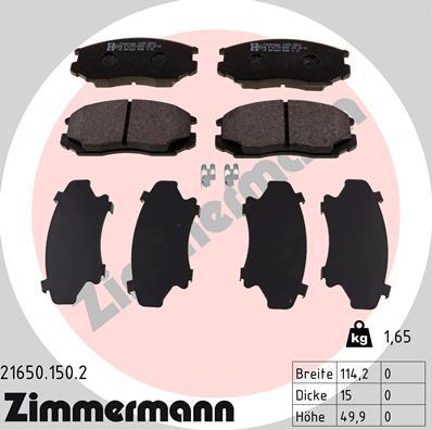 Zimmermann 21650.150.2 - Kit de plaquettes de frein, frein à disque cwaw.fr