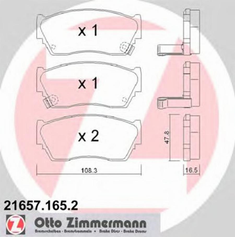 Zimmermann 21657.165.2 - Kit de plaquettes de frein, frein à disque cwaw.fr